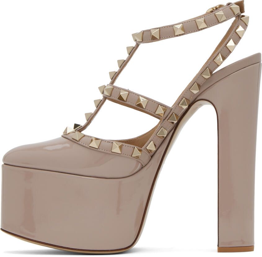 Valentino Garavani Taupe Rockstud 155 Heels - Picture 2