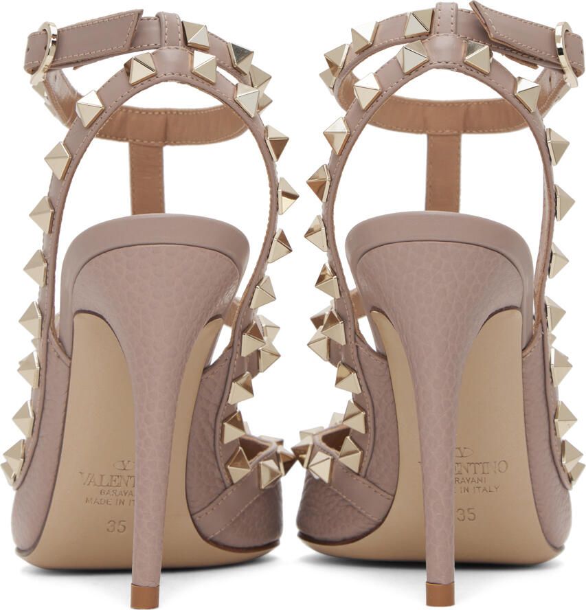 Valentino Garavani Taupe Rockstud Caged Heels
