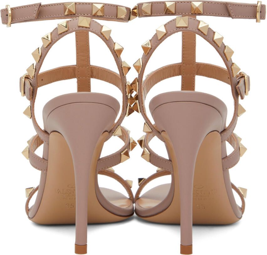 Valentino Garavani Taupe Rockstud Heeled Sandals - Picture 2