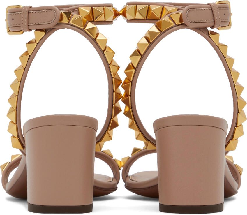 Valentino Garavani Taupe Rockstud Heeled Sandals