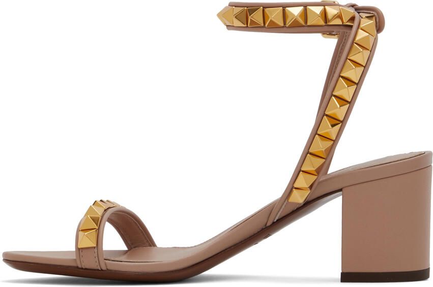 Valentino Garavani Taupe Rockstud Heeled Sandals - Picture 3