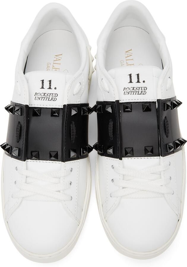 Valentino Garavani White & Black '11' Rockstud Untitled Sneakers