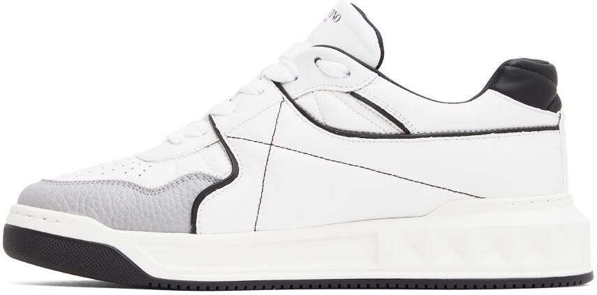Valentino Garavani White & Black One Stud Sneakers - Picture 3