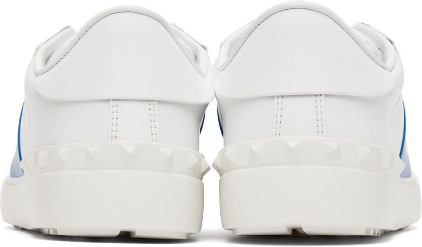 Valentino Garavani White & Blue Calfskin Open Sneakers - Picture 2