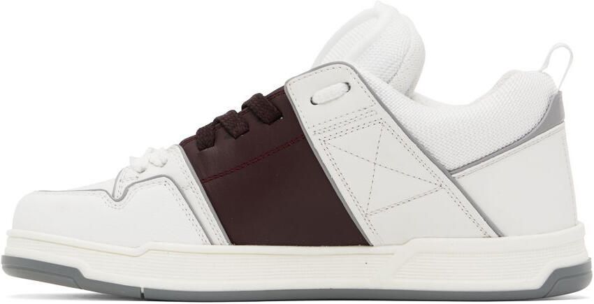 Valentino Garavani White & Burgundy Open Skate Low-Top Sneakers - Picture 3