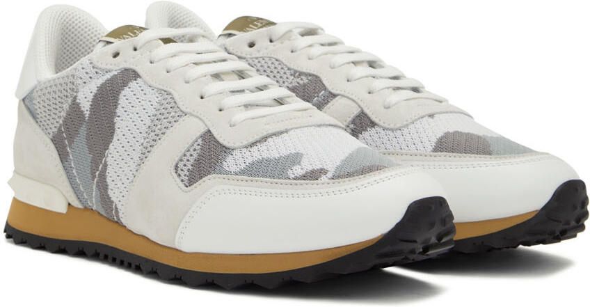 Valentino Garavani White & Gray Rockrunner Sneakers - Picture 2