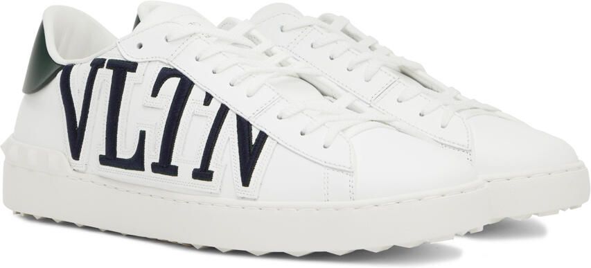 Valentino Garavani White & Green VLTN Low-Top Sneakers - Picture 2