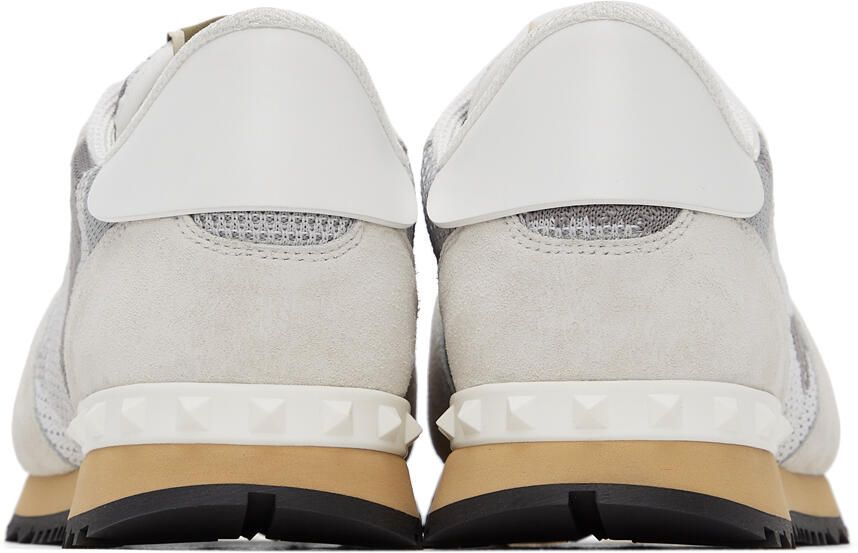Valentino Garavani White & Grey Camo Mesh Rockrunner Sneakers - Picture 2