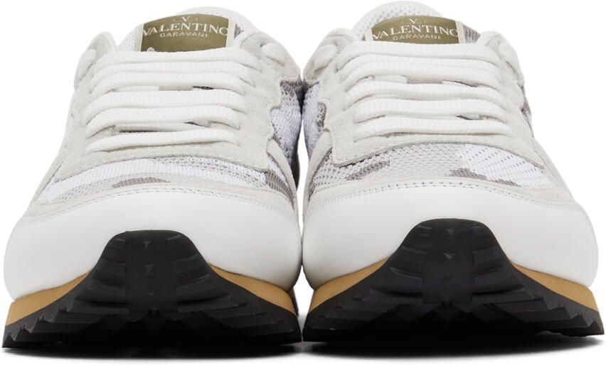 Valentino Garavani White & Grey Camouflage Rockrunner Sneakers - Picture 3