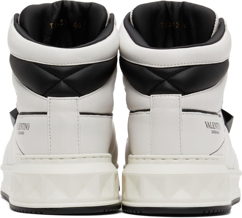 Valentino Garavani White & Grey Nappa One Stud Sneakers