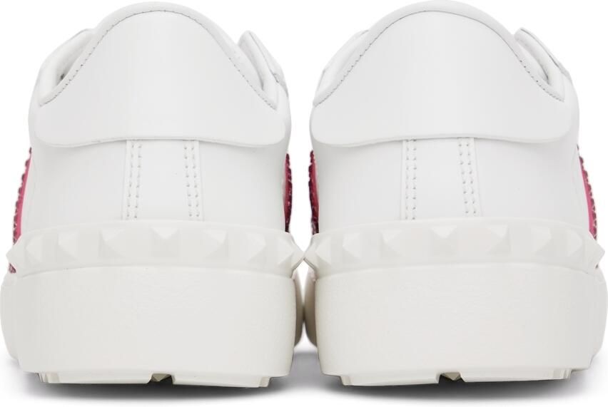 Valentino Garavani White & Pink Crystal Open Sneakers