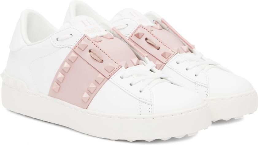Valentino Garavani White & Pink Rockstud Sneaker - Picture 2