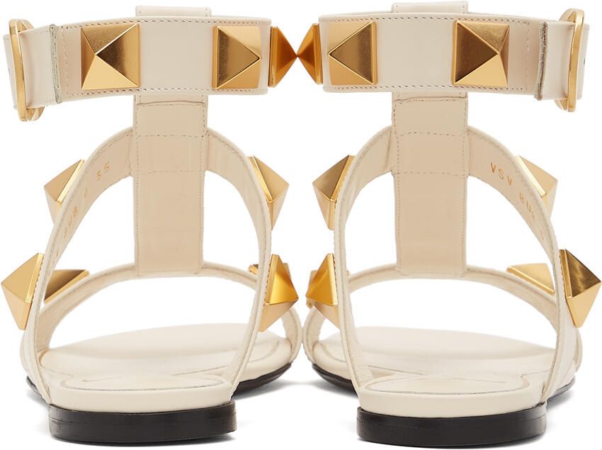 Valentino Garavani White Leather Roman Stud Flat Sandals - Picture 2