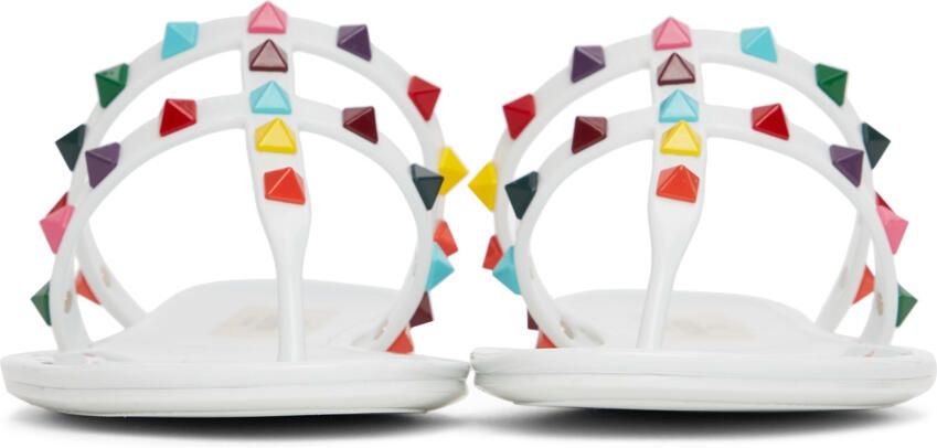 Valentino Garavani White Rockstud Slide Sandals - Picture 5