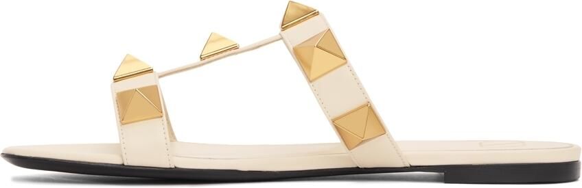 Valentino Garavani White Roman Stud Slides - Picture 4