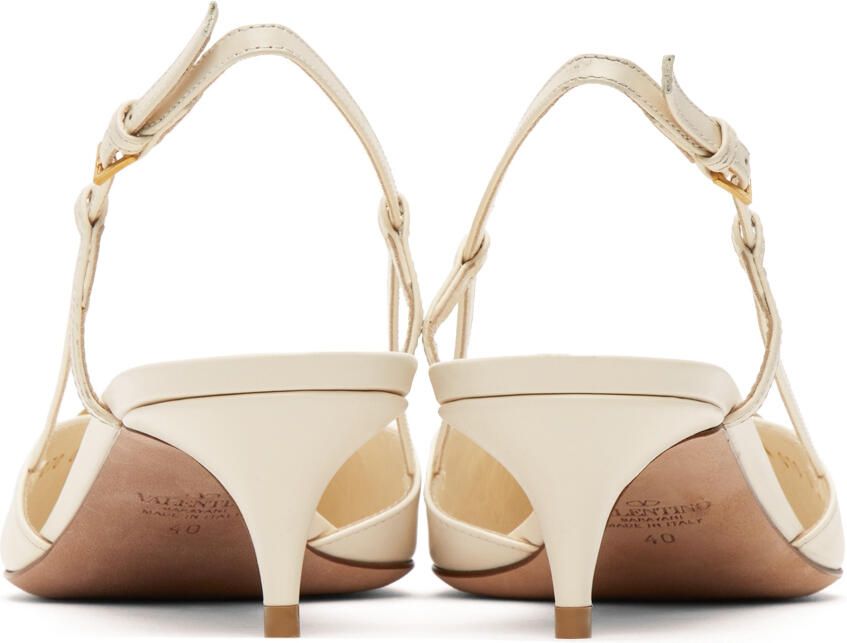 Valentino Garavani White VLogo Cabochon Slingback Heels