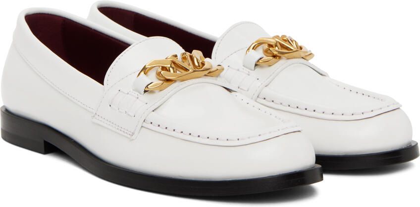 Valentino Garavani White VLogo Chain Loafers - Picture 2