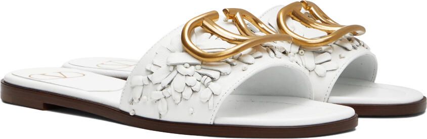 Valentino Garavani White VLogo Signature Flat Sandals - Picture 3