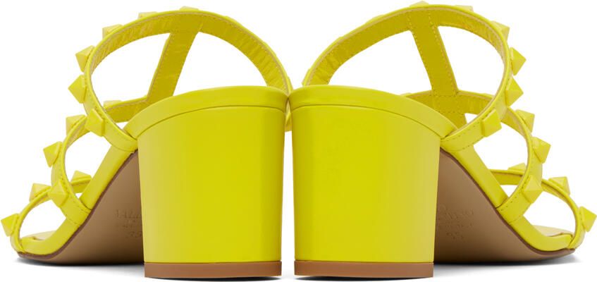 Valentino Garavani Yellow Rockstud Heeled Sandals - Picture 5