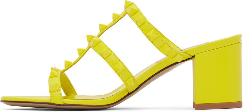 Valentino Garavani Yellow Rockstud Heeled Sandals - Picture 3