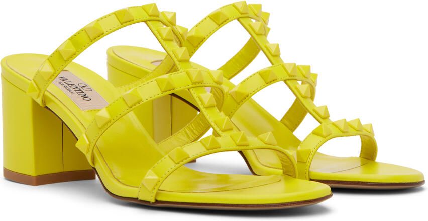 Valentino Garavani Yellow Rockstud Heeled Sandals