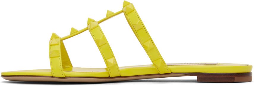 Valentino Garavani Yellow Rockstud Slides - Picture 4