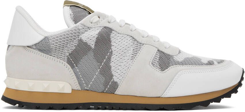 Valentino Garavani White & Beige Rockrunner Sneakers
