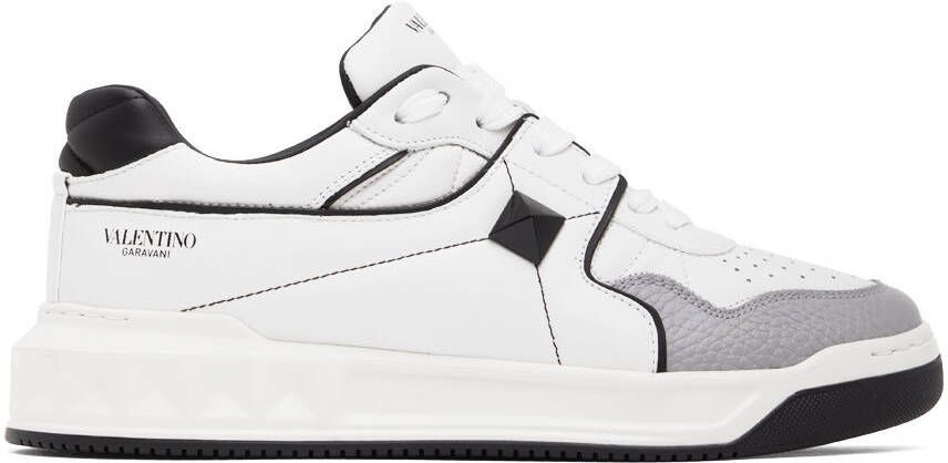 Valentino Garavani White & Black One Stud Sneakers - Picture 5