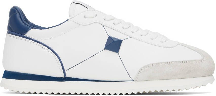 Valentino Garavani White & Blue Stud Around Sneakers - Picture 5