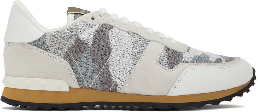 Valentino Garavani White & Gray Rockrunner Sneakers - Picture 5