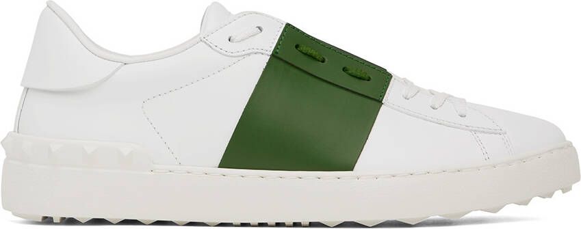 Valentino Garavani White & Green Open Sneakers