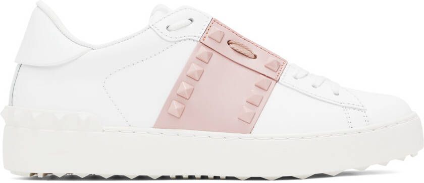 Valentino Garavani White & Pink Rockstud Sneaker - Picture 5