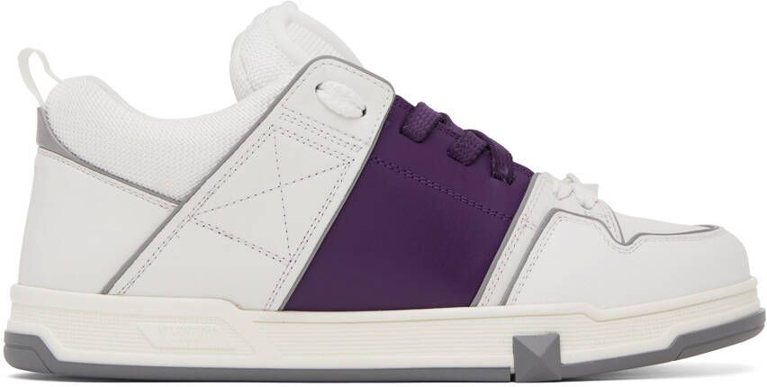 Valentino Garavani White & Purple Open Skate Sneakers - Picture 5