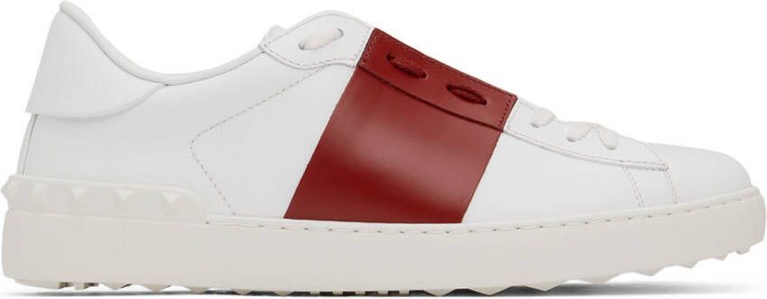 Valentino Garavani White & Red Leather Open Sneakers - Picture 5