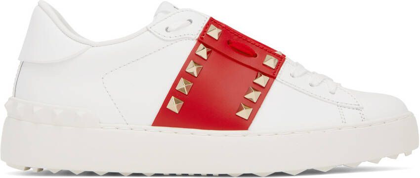 Valentino Garavani White & Red Rockstud Untitled Sneakers - Picture 4