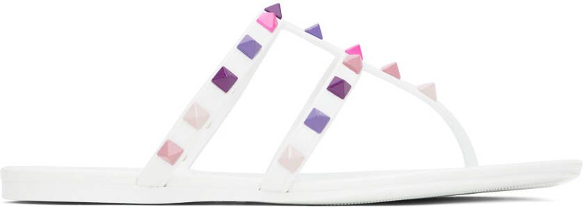 Valentino Garavani White Rockstud Flat Sandals