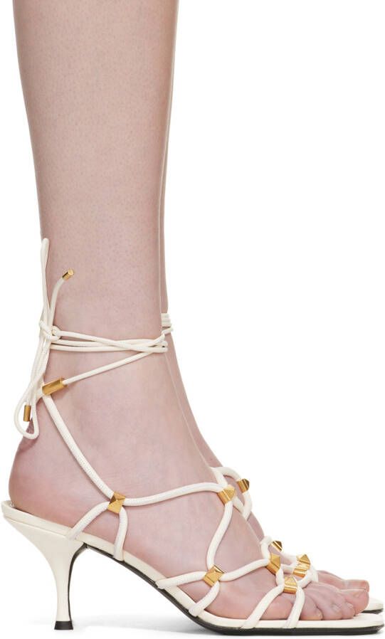 Valentino Garavani White Rockstud Net Heeled Sandals