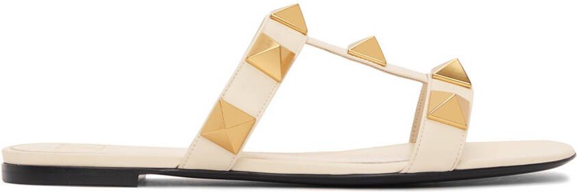 Valentino Garavani White Roman Stud Slides - Picture 5