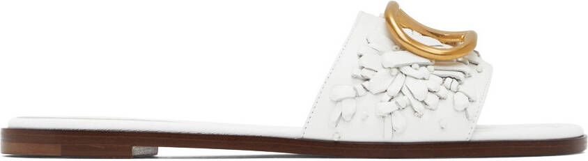 Valentino Garavani White VLogo Signature Flat Sandals - Picture 5