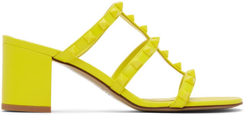 Valentino Garavani Yellow Rockstud Heeled Sandals - Picture 2