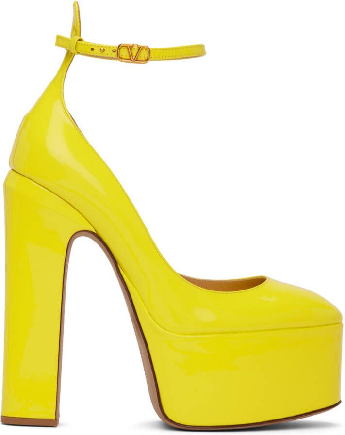 Valentino Garavani Yellow Tan-Go Platform Heels - Picture 4