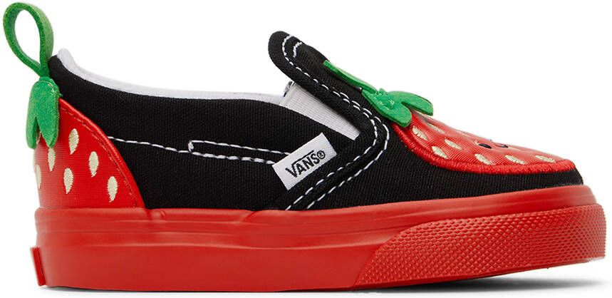 Vans Baby Black & Red Slip-On V Berry Sneakers - Picture 4
