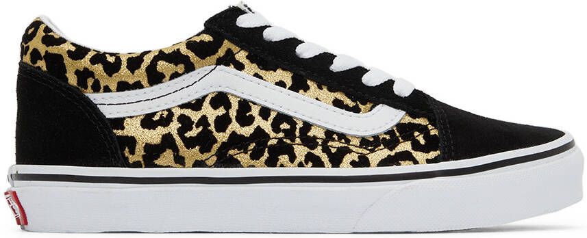 Vans Kids Black & Gold Leopard Old Skool Little Kids Sneakers - Picture 5
