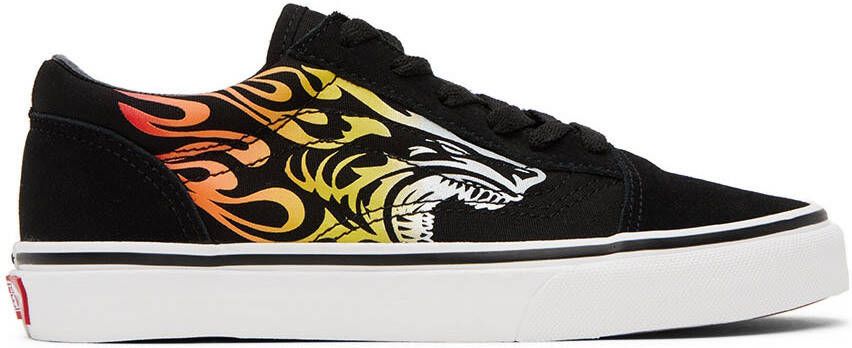 Vans Kids Black & Red Old Skool Big Kids Sneakers - Picture 4