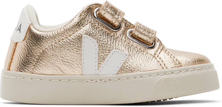VEJA Baby Gold & White Leather Esplar Sneakers - Picture 2
