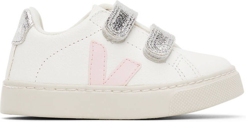 VEJA Baby White & Silver Leather Esplar Sneakers