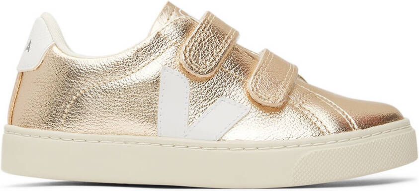 VEJA Kids Gold & White Leather Esplar Sneakers - Picture 6