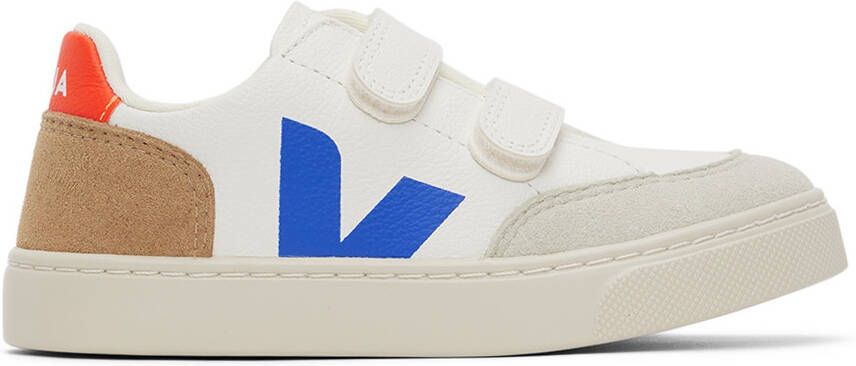 VEJA Kids White & Multicolor V-10 Velcro Sneakers