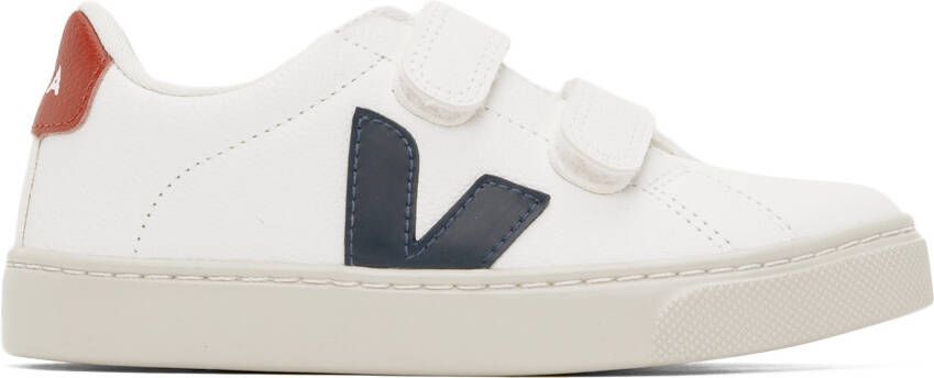 VEJA Kids White & Navy Leather Esplar Sneakers - Picture 3