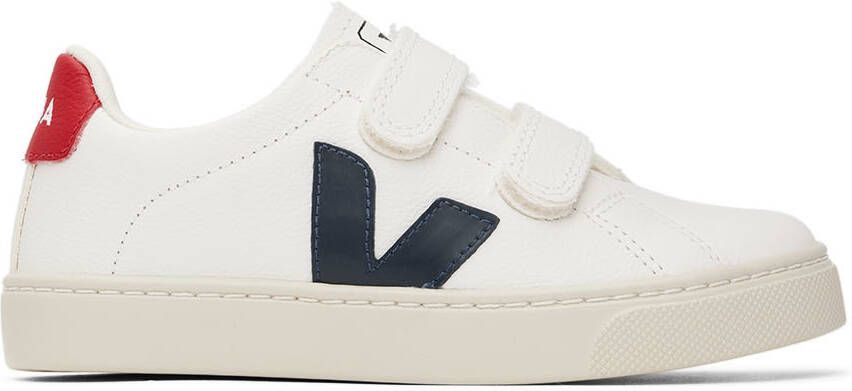VEJA Kids White & Navy Leather Esplar Sneakers - Picture 5